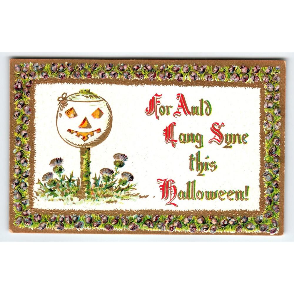 Vintage 1907-1915 Halloween Divided Back Postcard with Jack-o-Lantern Embossed